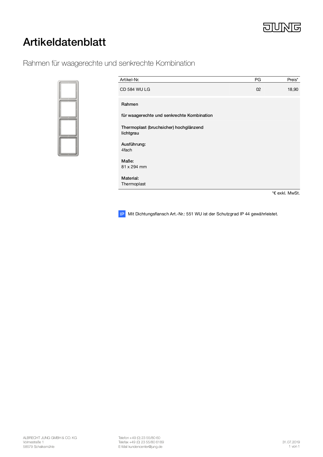 Jung CD 584 WU LG User Manual