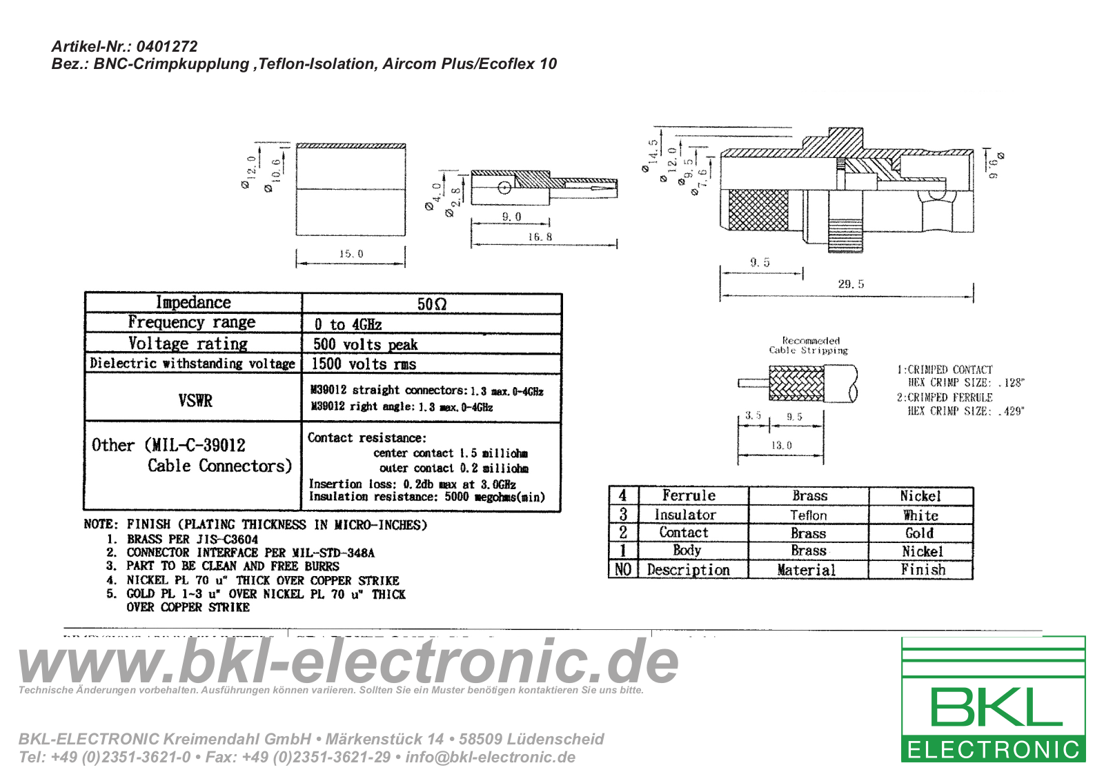 BKL BNC 0401272 Datasheet - ManualMachine.com