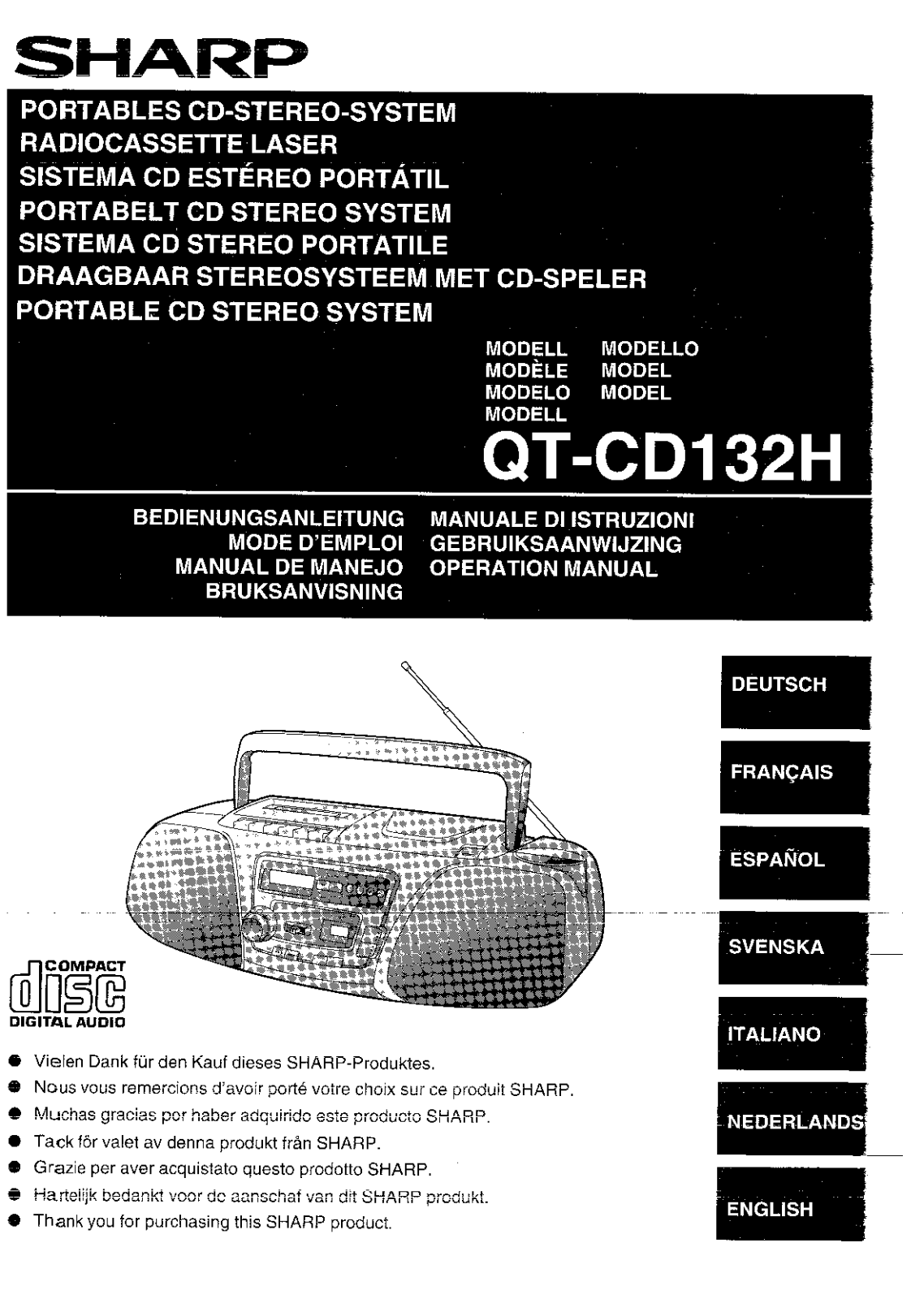 Sharp QT-CD132H User Manual