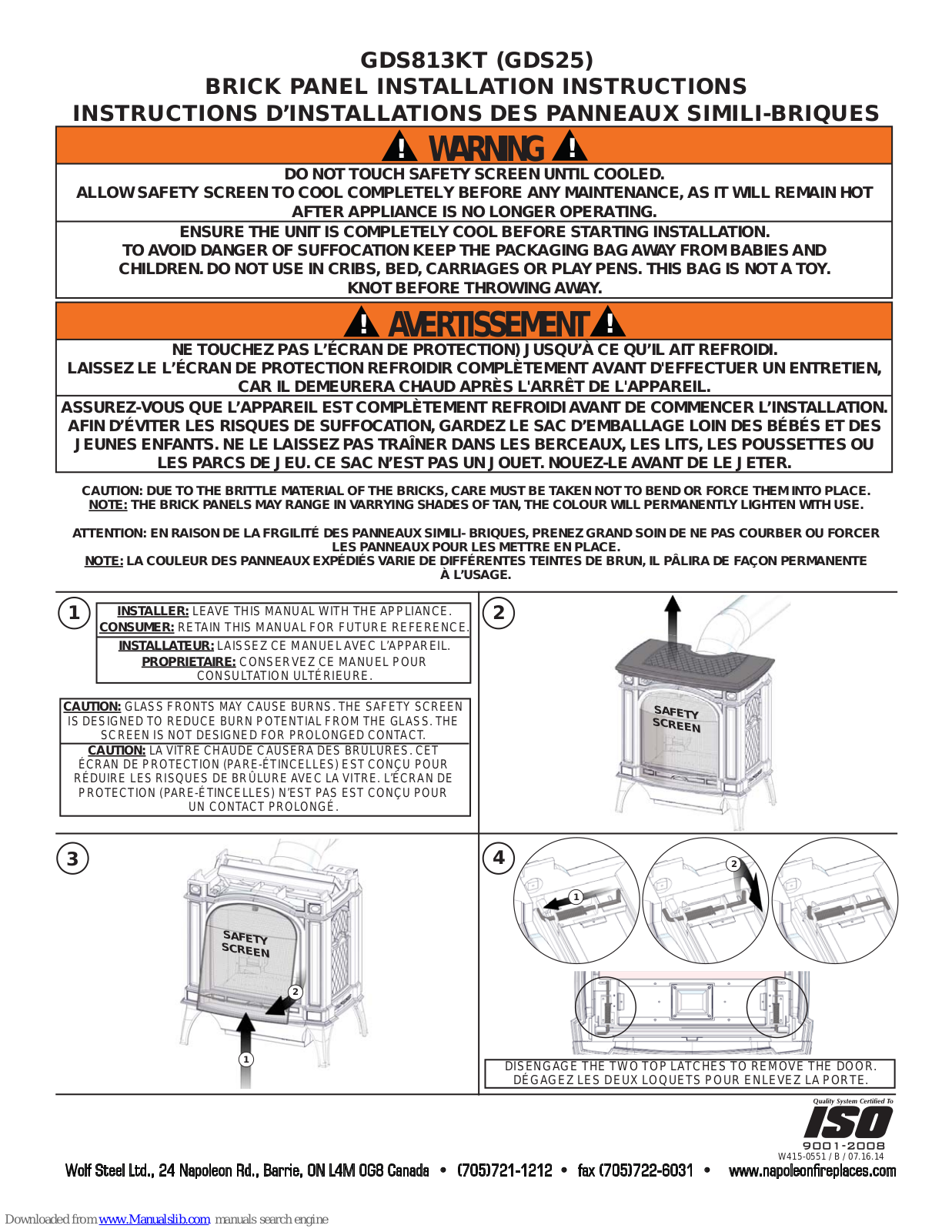 Napoleon GDS813KT Installation Instructions Manual