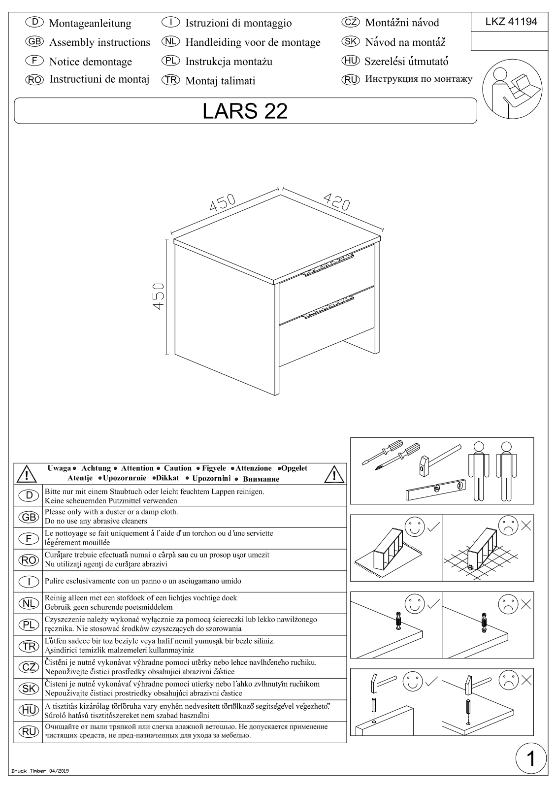 Home affaire Lars 3 Assembly instructions