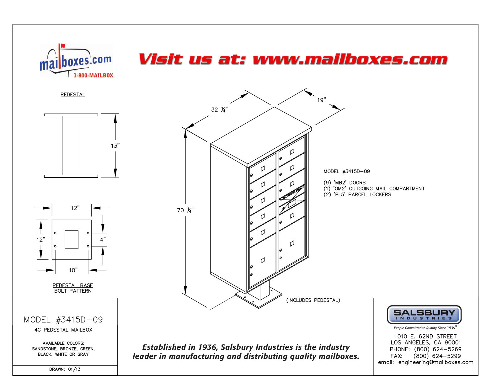 Salsbury Industries 3415D09WHT User Manual