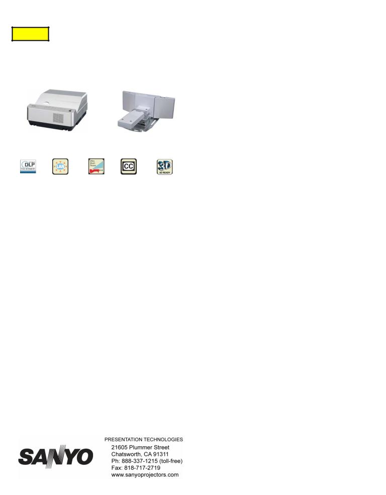 Sanyo PDG-DXL2000S, PDG-DWL2500S Product Sheet