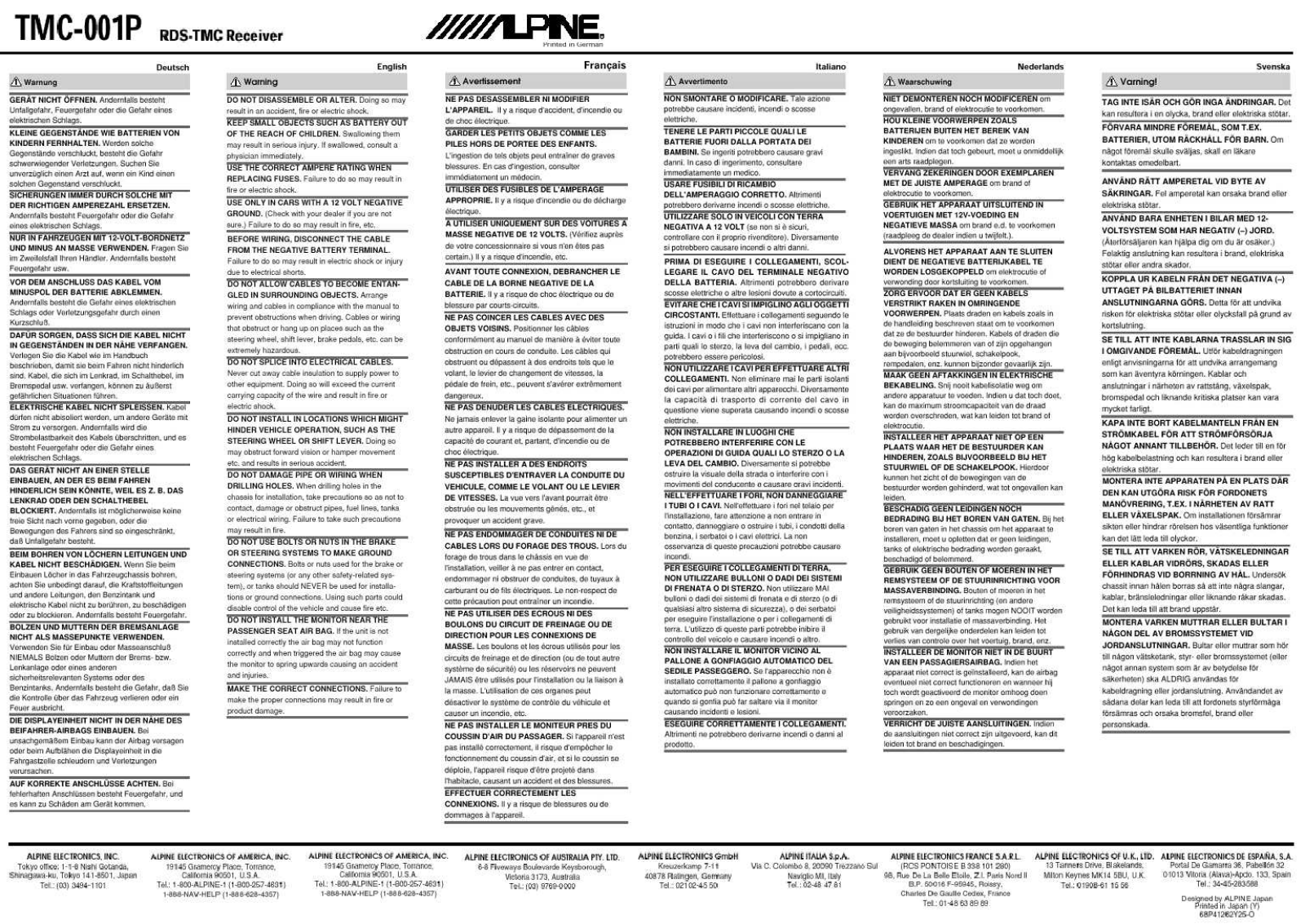 Alpine TMC-001P User Manual