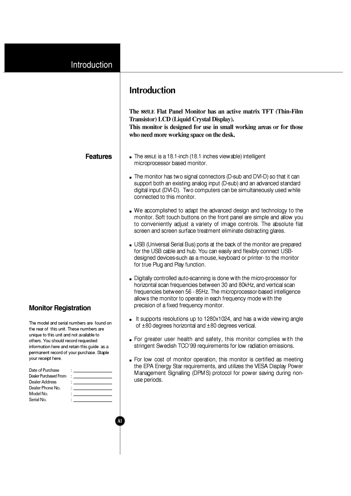 LG FLATRON LCD 885LE-LB885D-UA User Manual