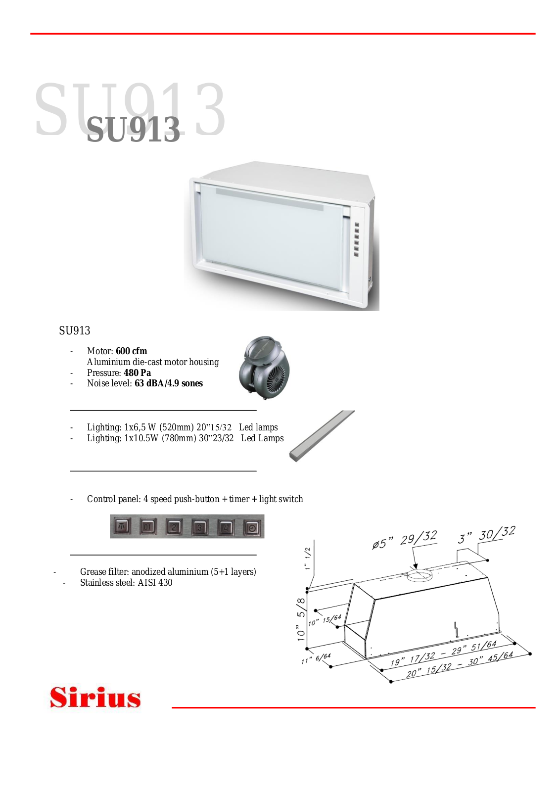 Sirius SU913 Specifications