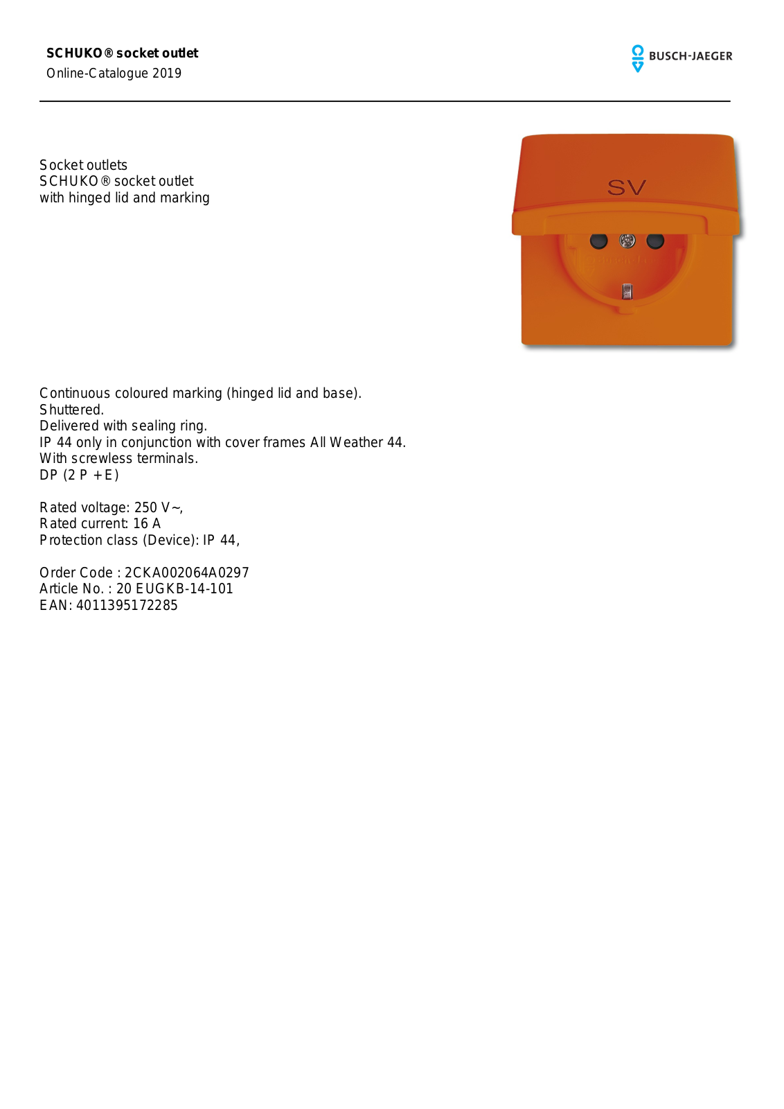 Busch-Jaeger 20 EUGKB-14-101 User Manual - ManualMachine.com