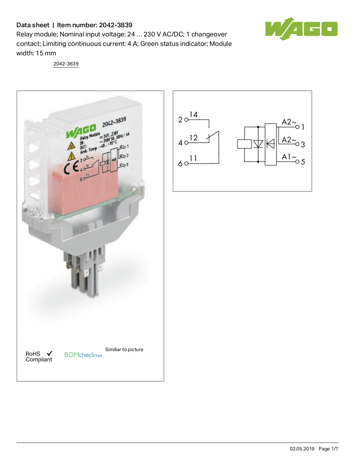 Wago 2042-3839 Data Sheet