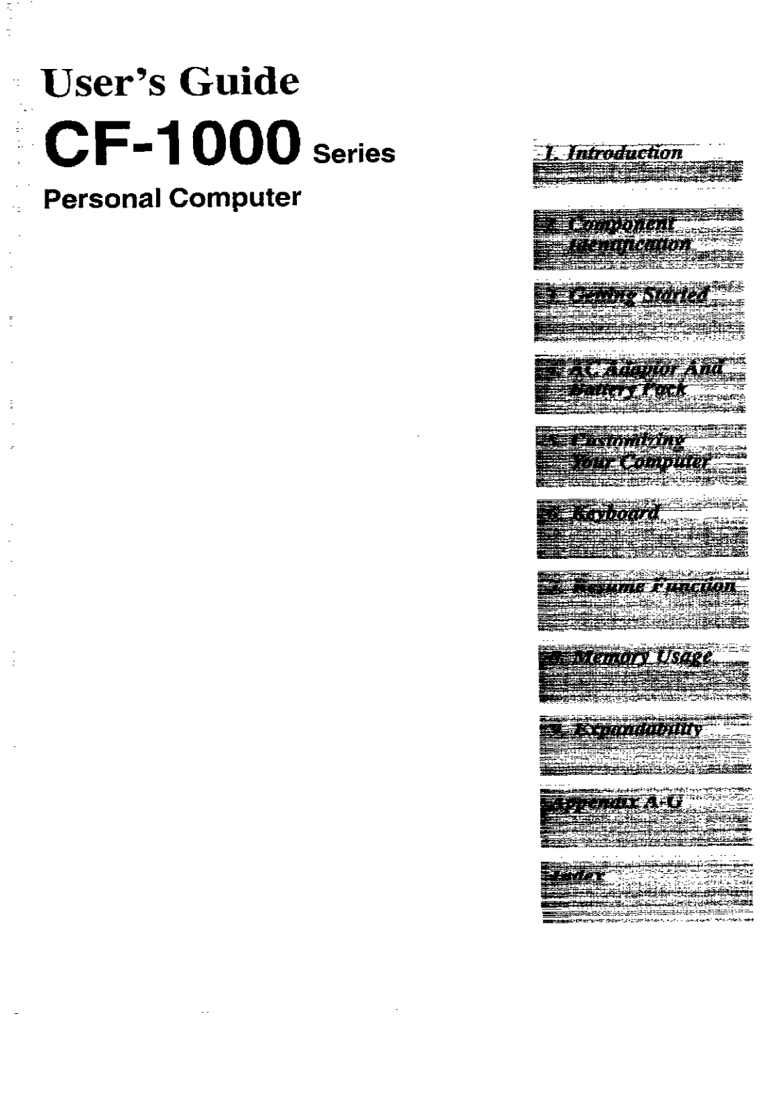 Panasonic CF-1000 User Manual