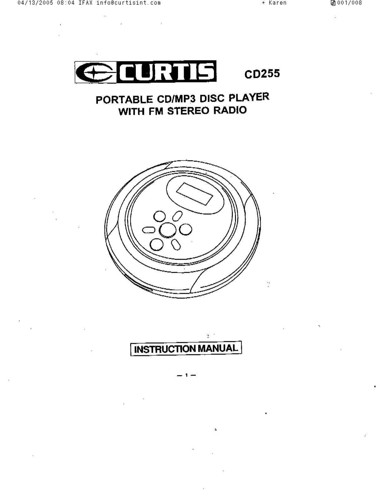 CURTIS CD255 User Manual