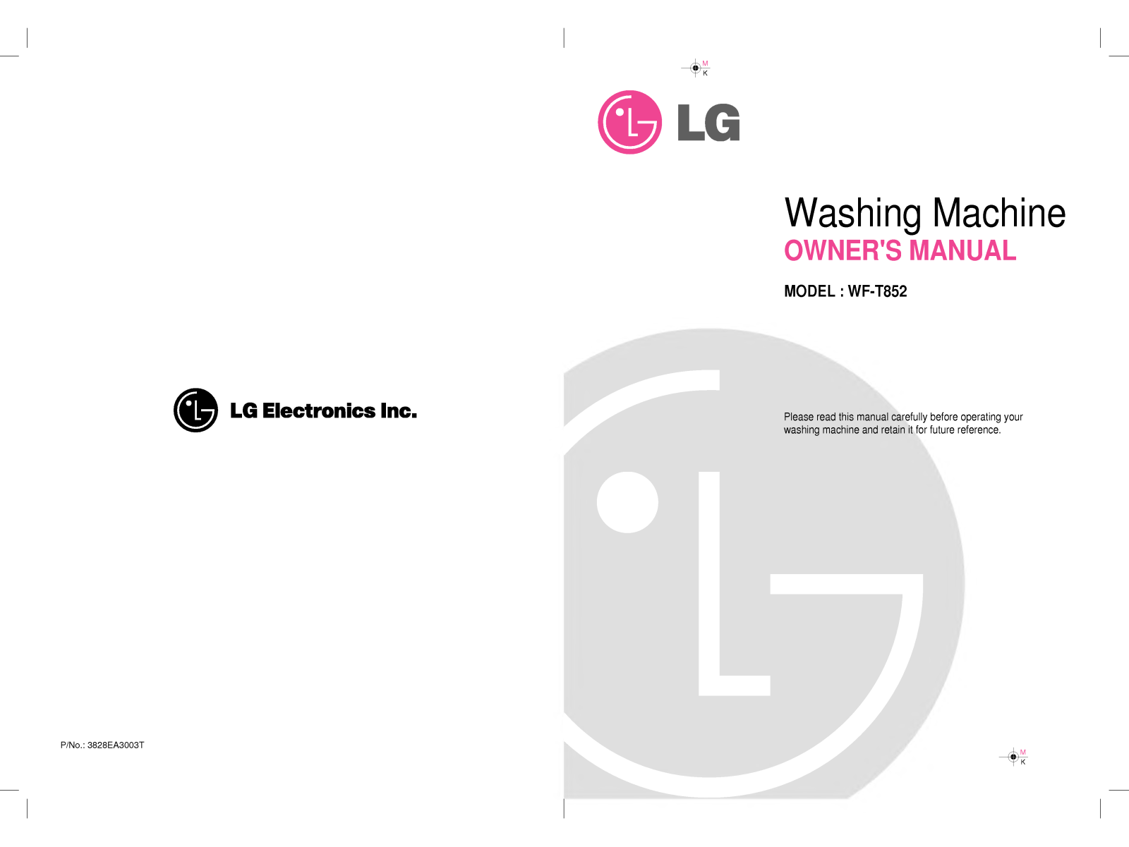 LG WF-T852 User Manual