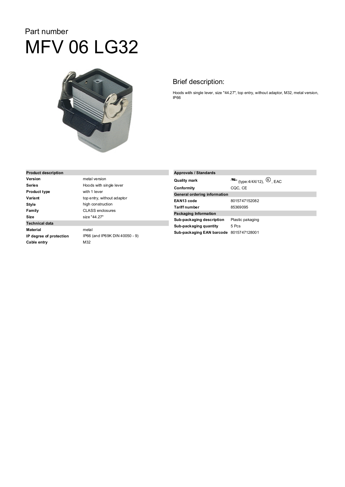 ILME MFV-06LG32 Data Sheet