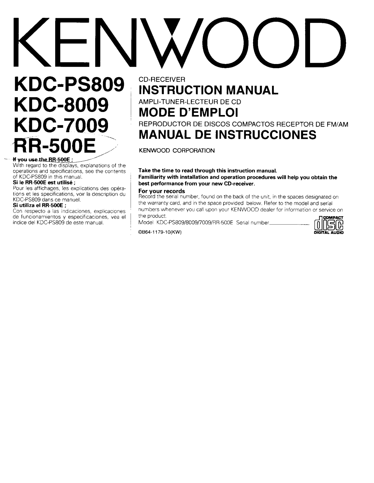 KENWOOD RR-500E User Manual