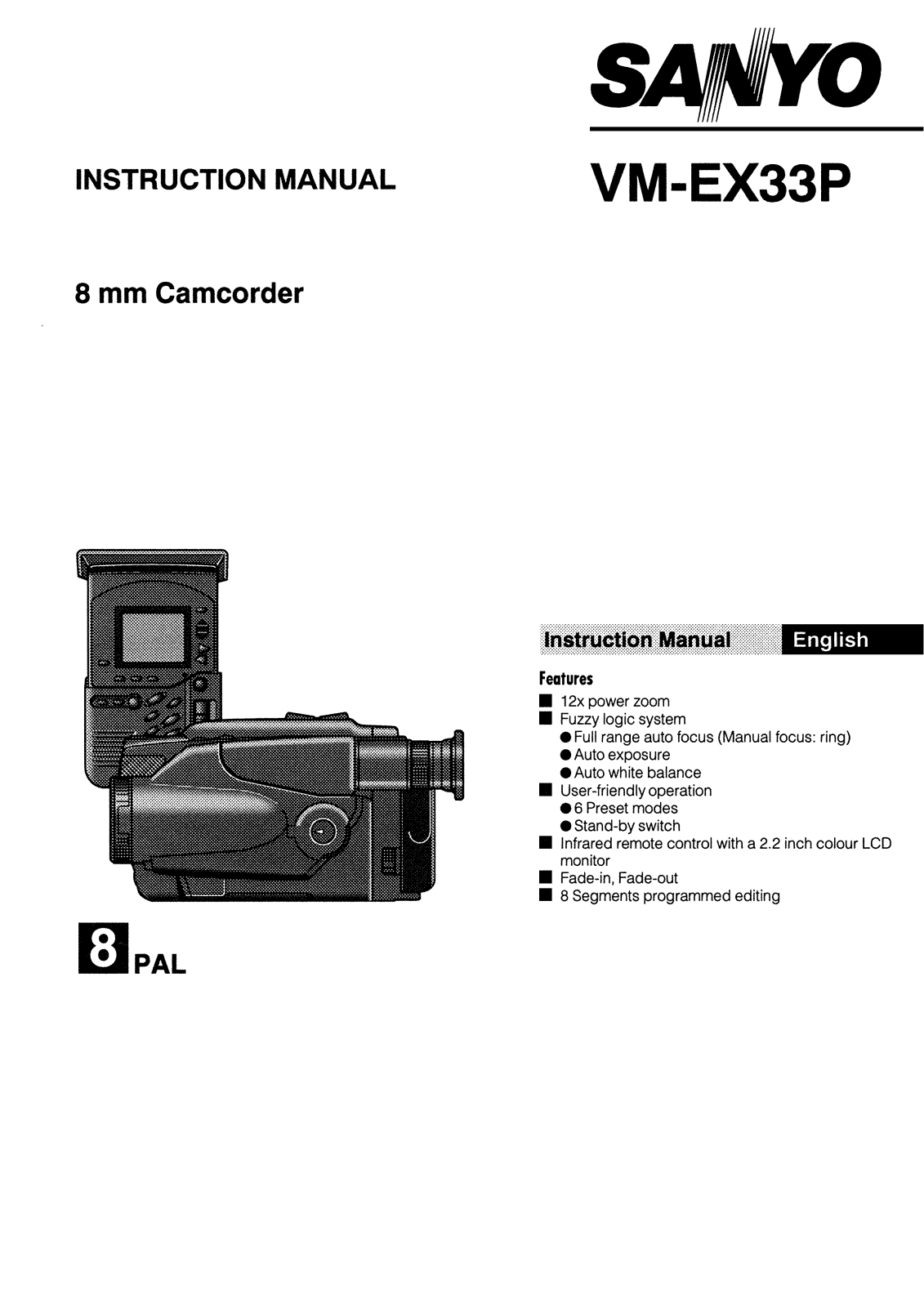 SANYO VM-EX33P User Manual