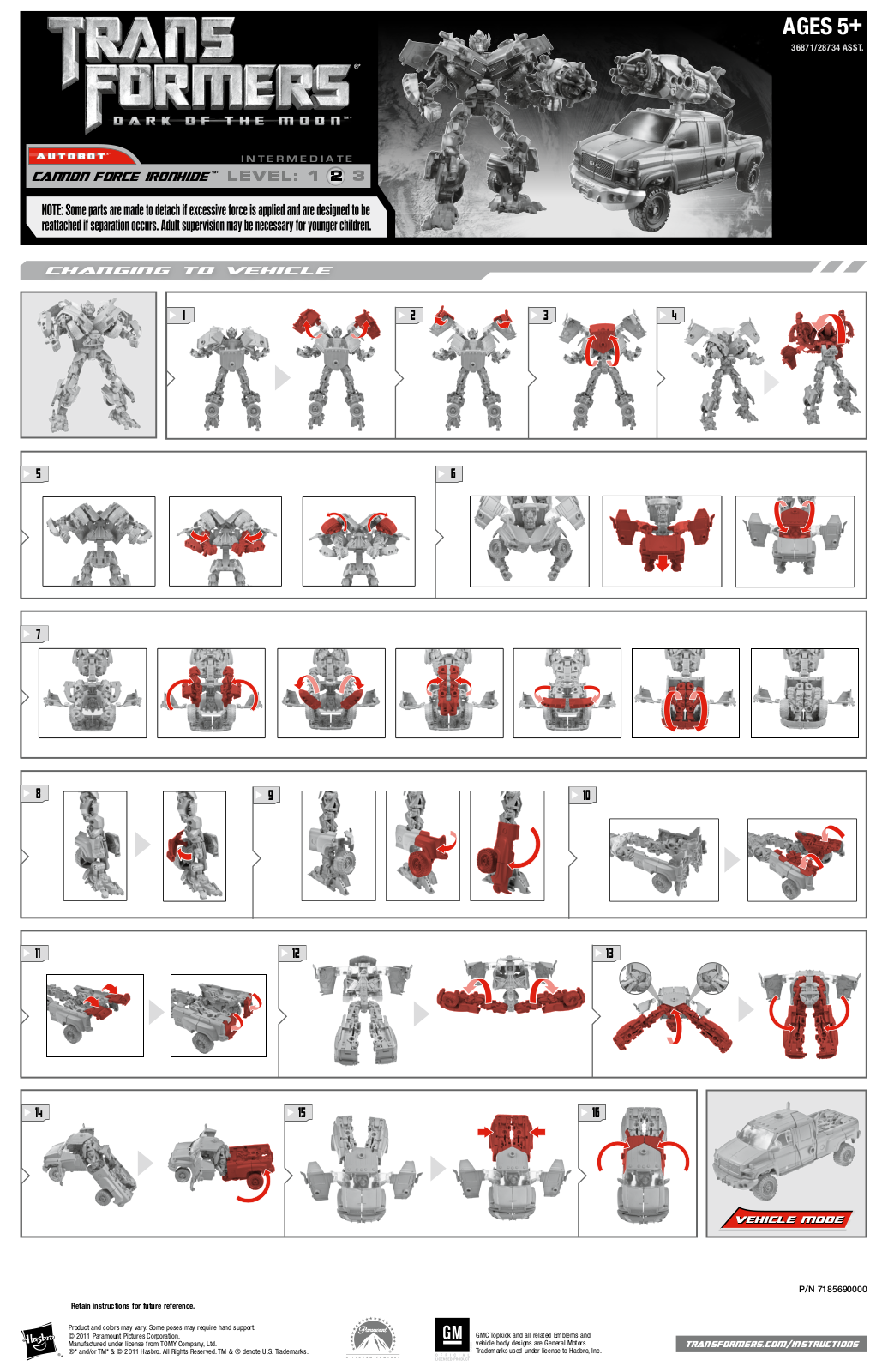 HASBRO Transformers DOTM Mechtech Voyager Cannon Force User Manual