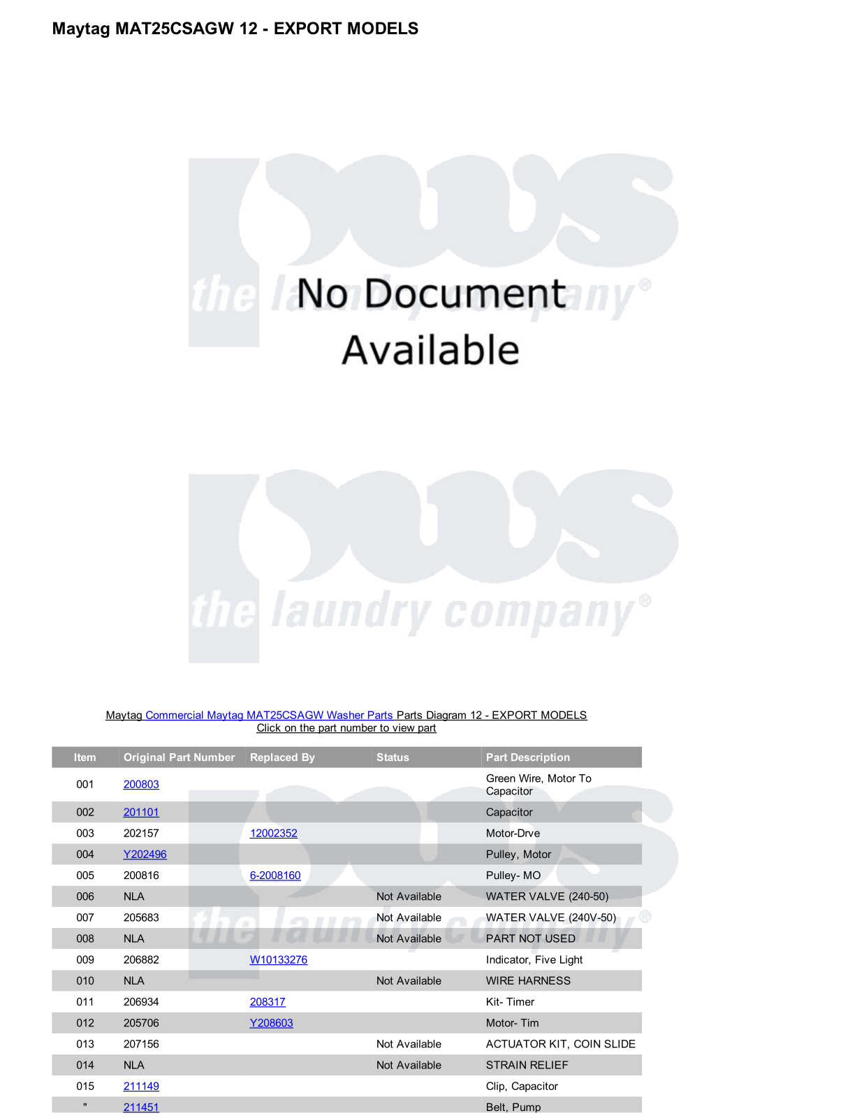 Maytag MAT25CSAGW Parts Diagram