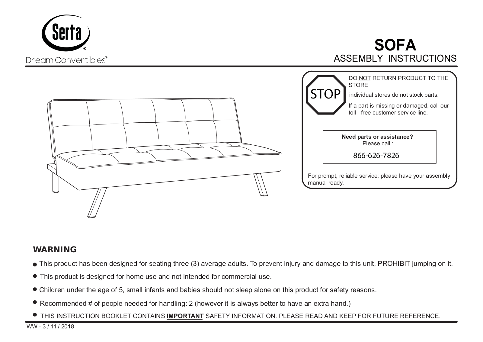Serta XS10522 Installation & Assembly - ManualMachine.com