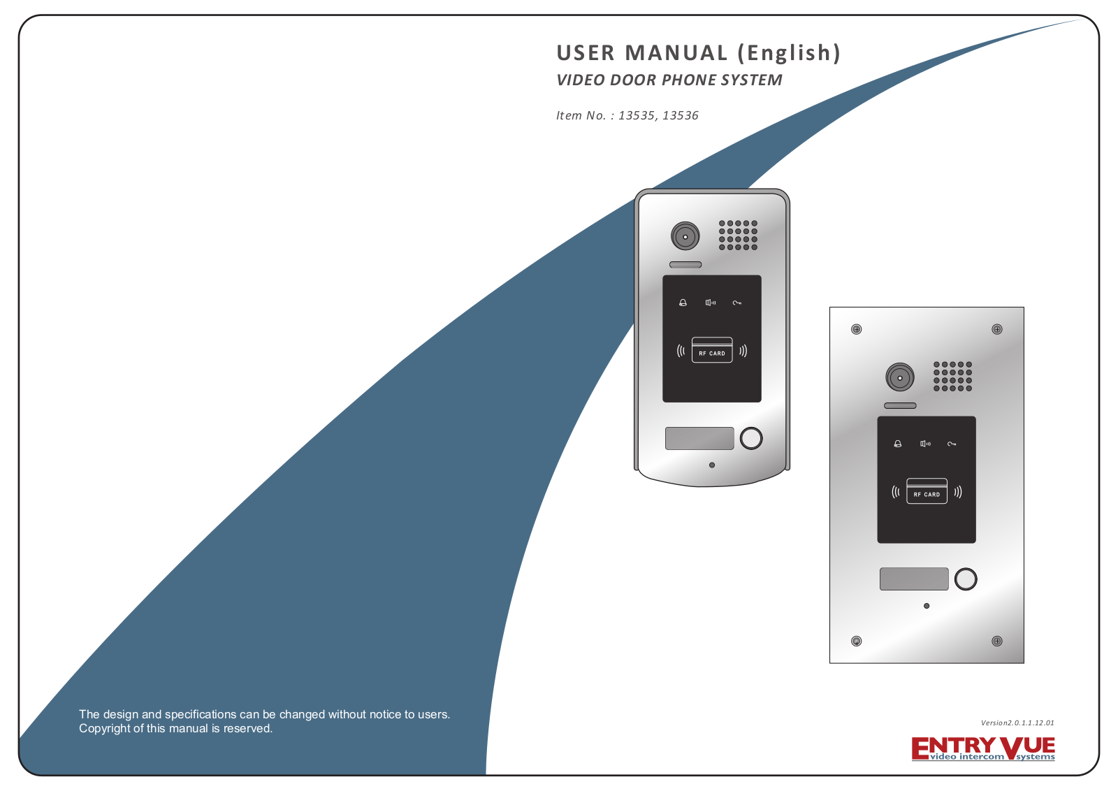 Entryvue 13535, 13536 User Manual