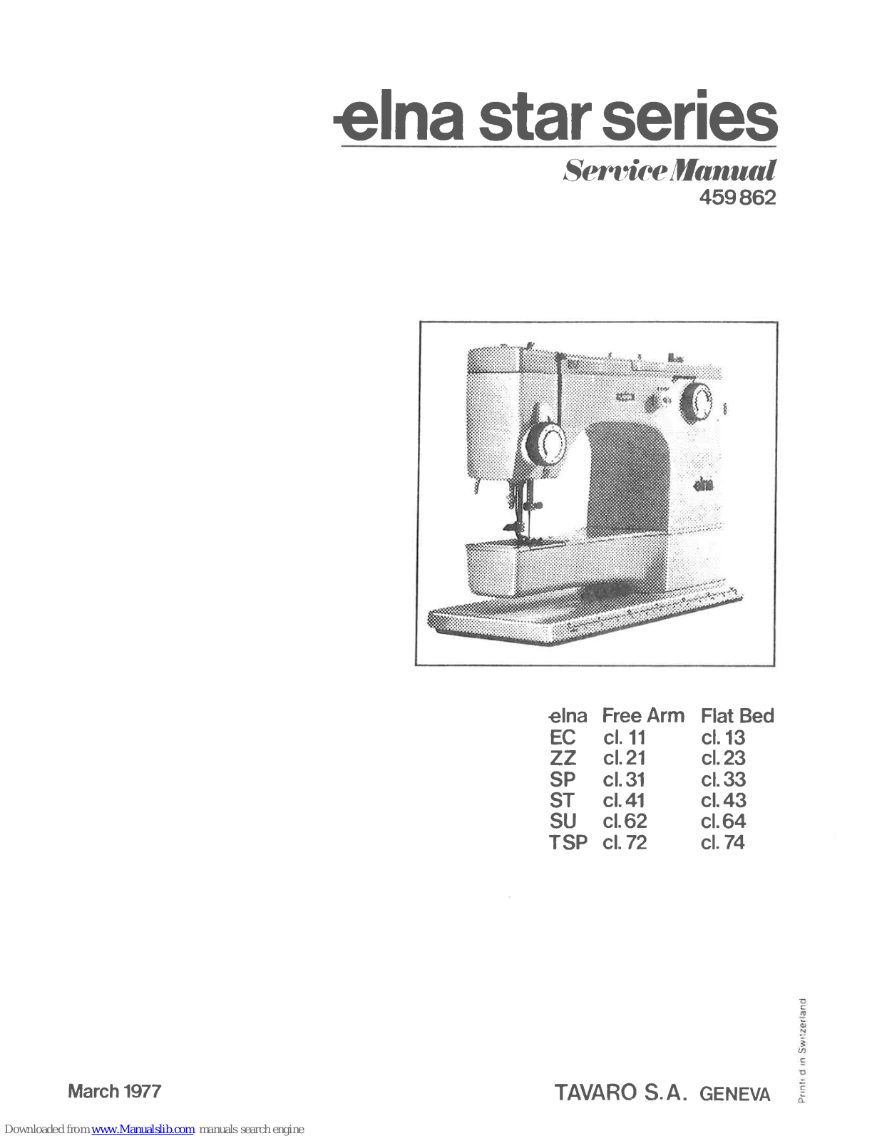 ELNA EC 11, SP 31, EC 13, SP 33, ST 41 Service Manual