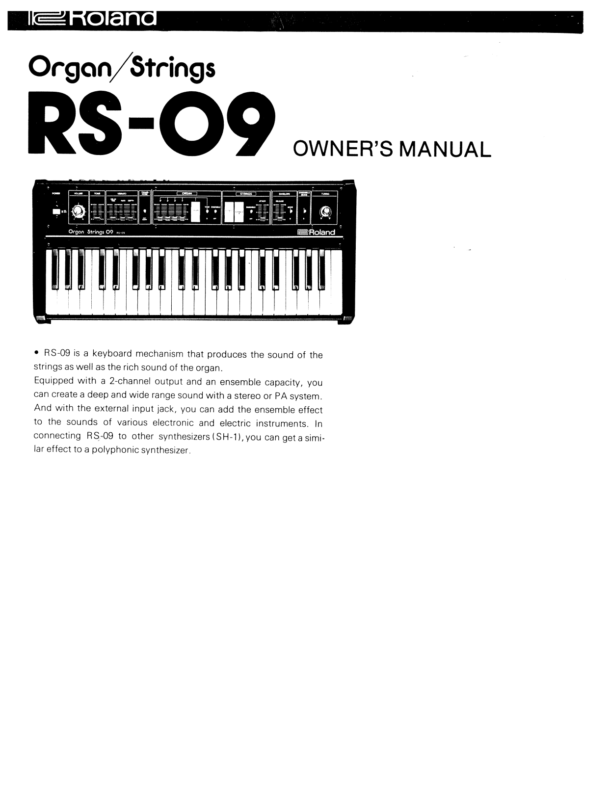 Roland Corporation RS-09 Owner's Manual