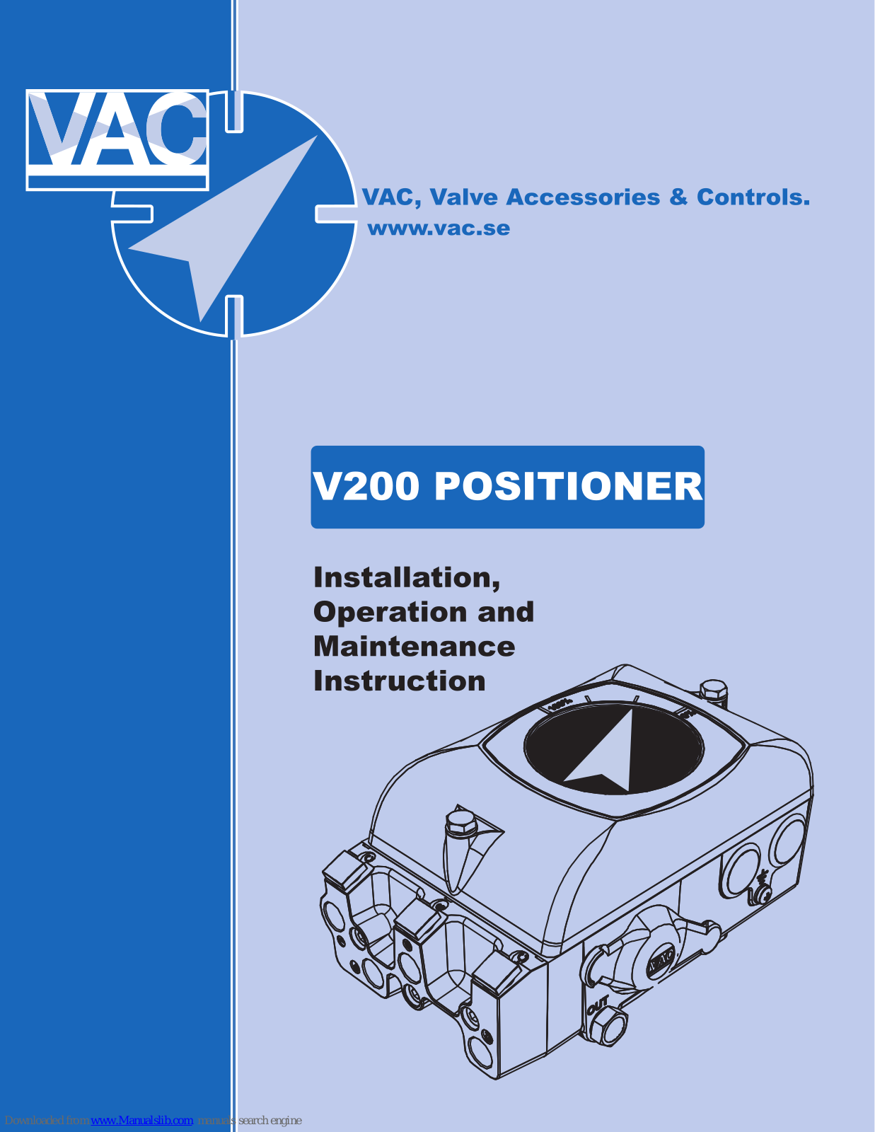 VAC V200P, V200E Installation, Operation And Maintenance Instructions