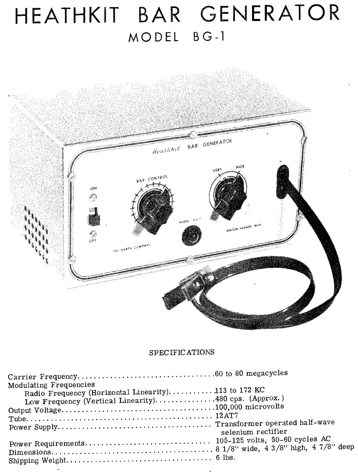 Heathkit BG-1 Schematic