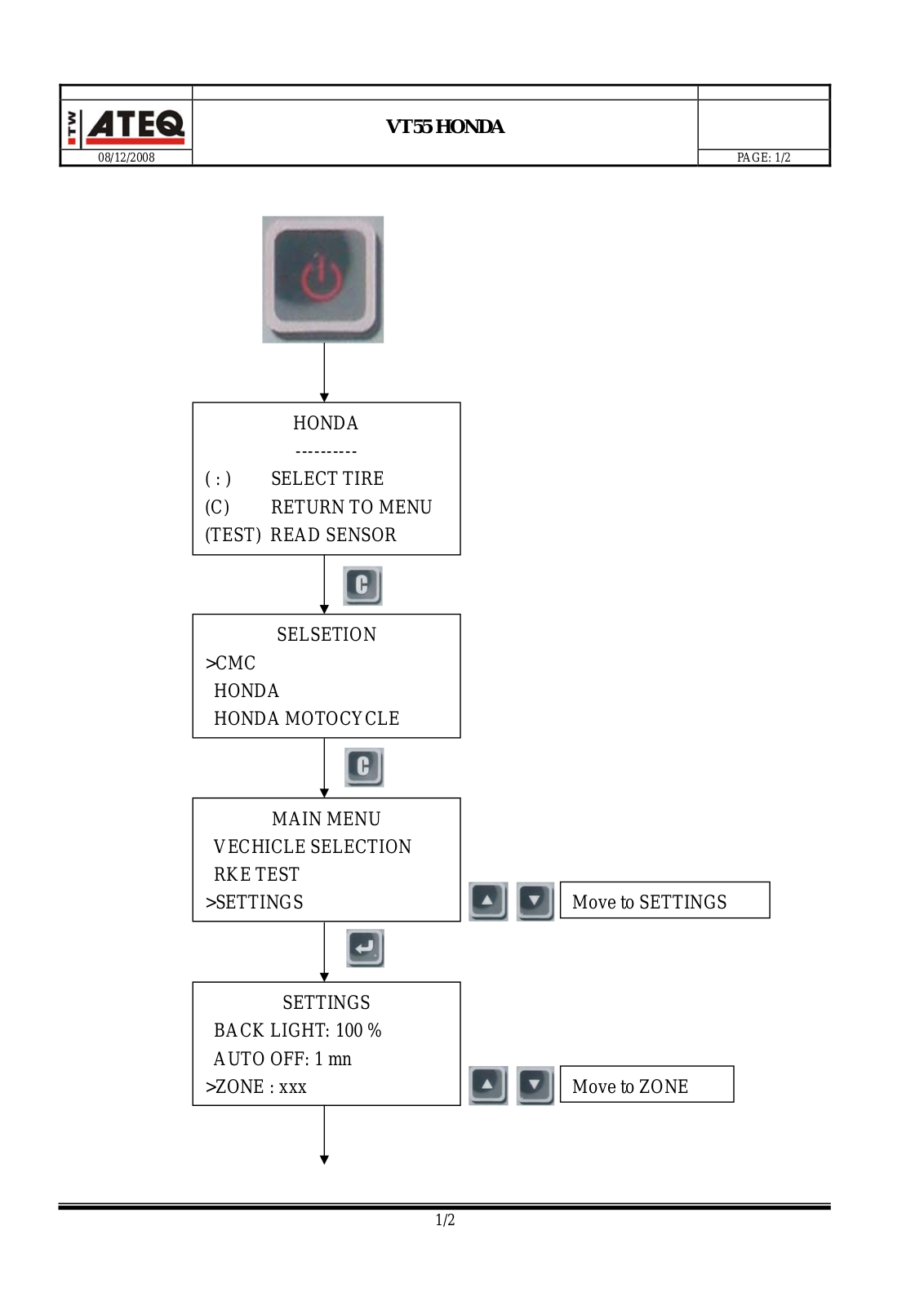 ATEQ VT55 HONDA Users Manual