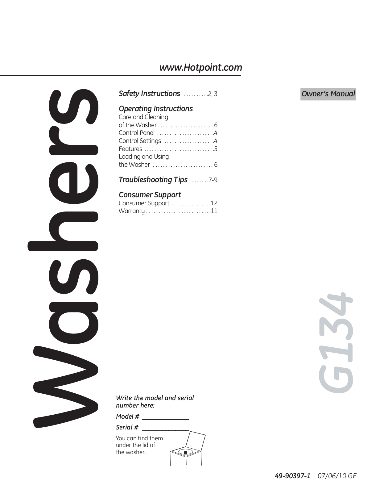 Hotpoint G134 User Manual