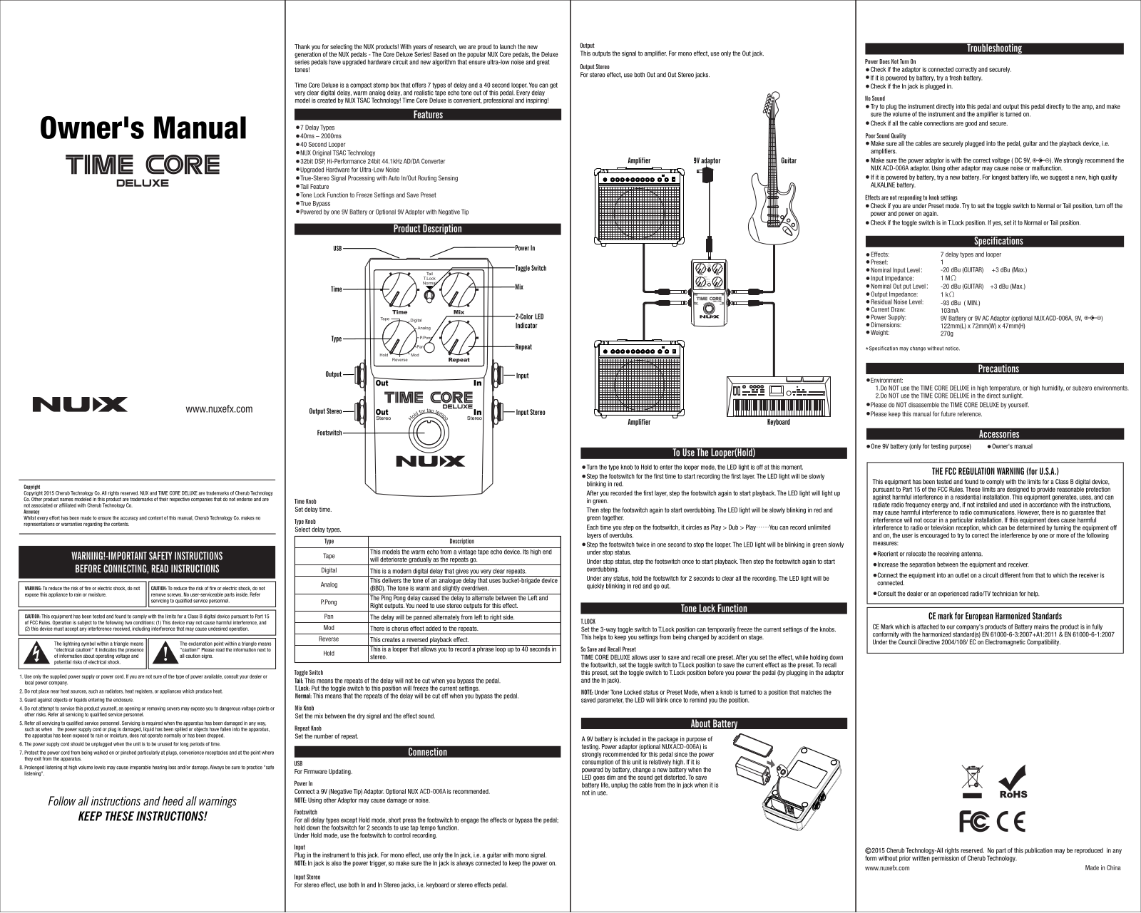 Nux Time Core Deluxe Owner`s Manual