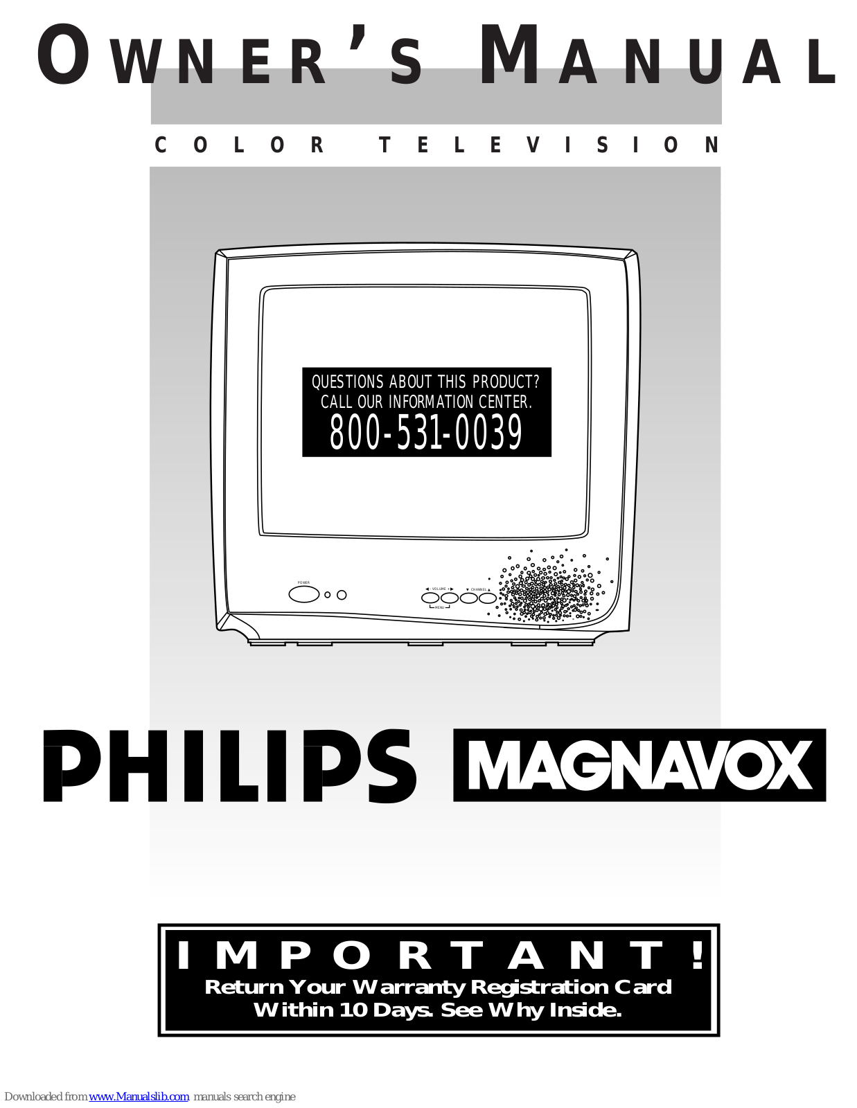 Philips COLOR TV 13 INCH PORTABLE 13PR15C, PR1317C Owner's Manual