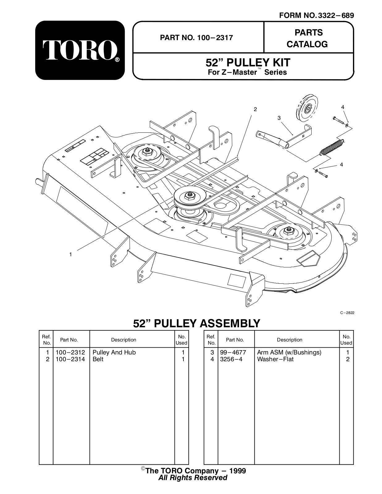 Toro 100-2317 Parts Catalogue