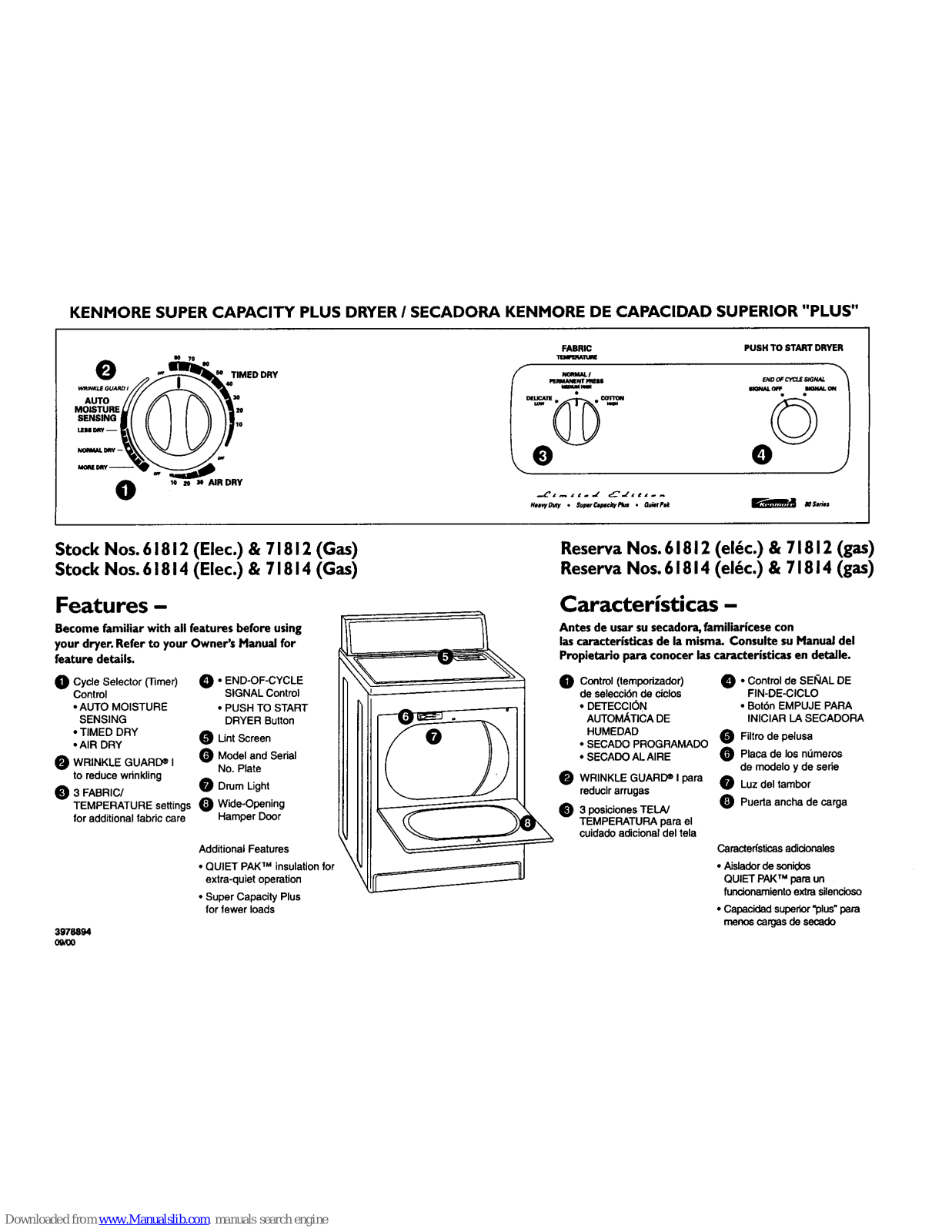 Kenmore 61812, 61814, 71812, 71814 Feature Summary - ManualMachine.com