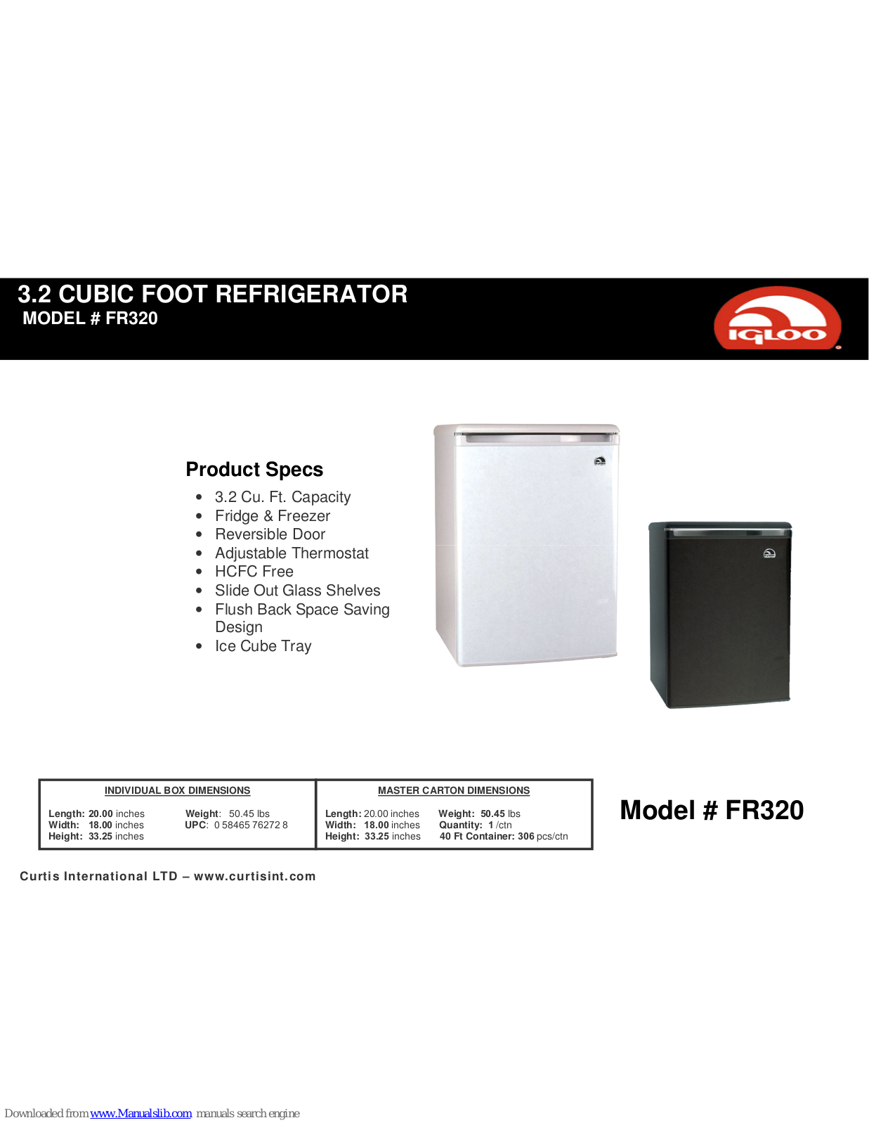 Igloo FR320 Specification Sheet