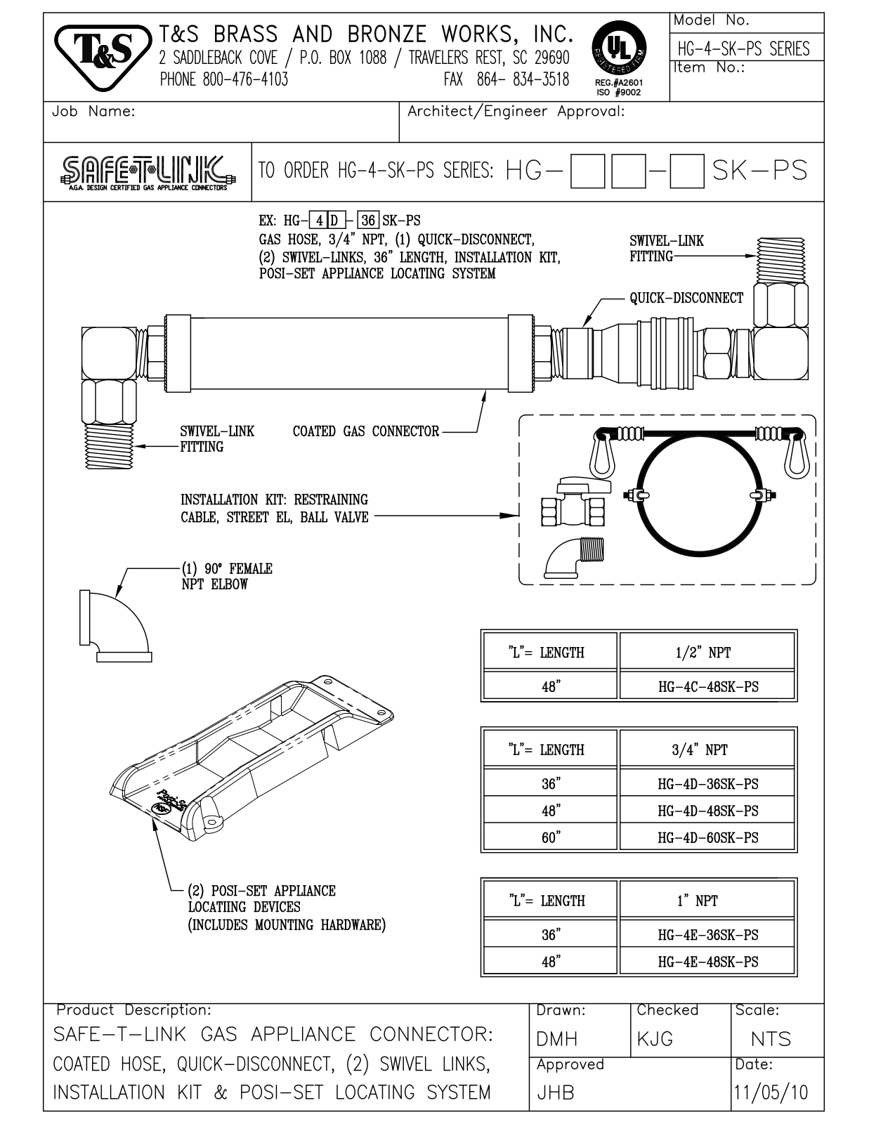 T&S Brass HG-4D-48SKPS User Manual