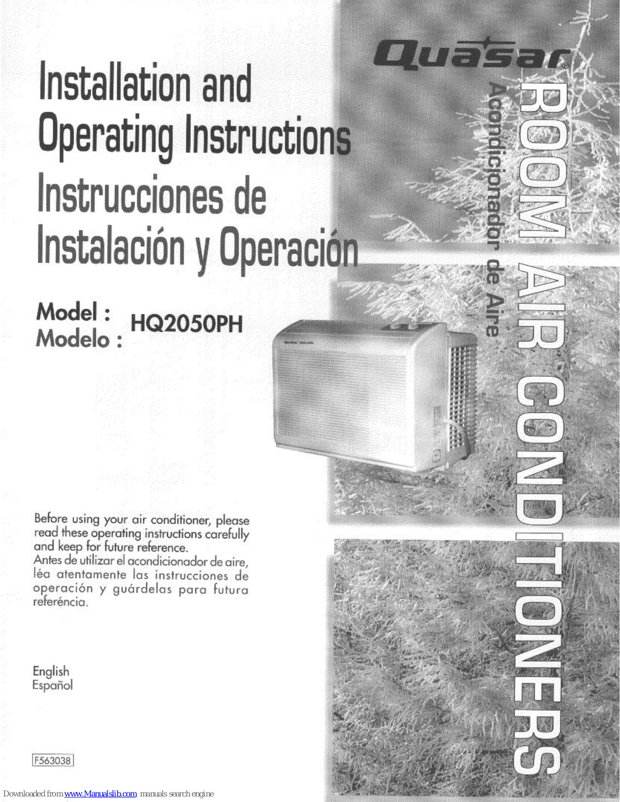 Quasar HQ-2050PH Installation And Operating Instructions Manual