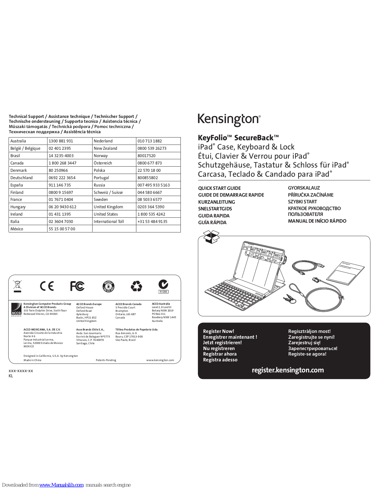 Kensington KeyFolio SecureBack Quick Start Manual