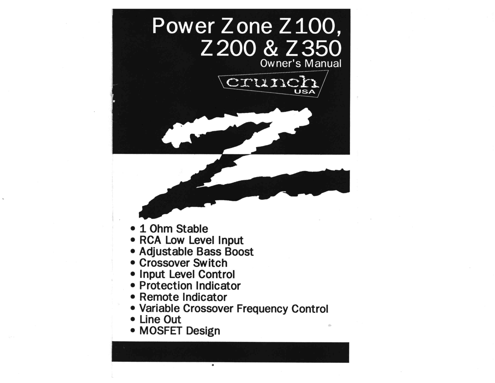 Crunch Z100, Z200, Z350 Owners Manual