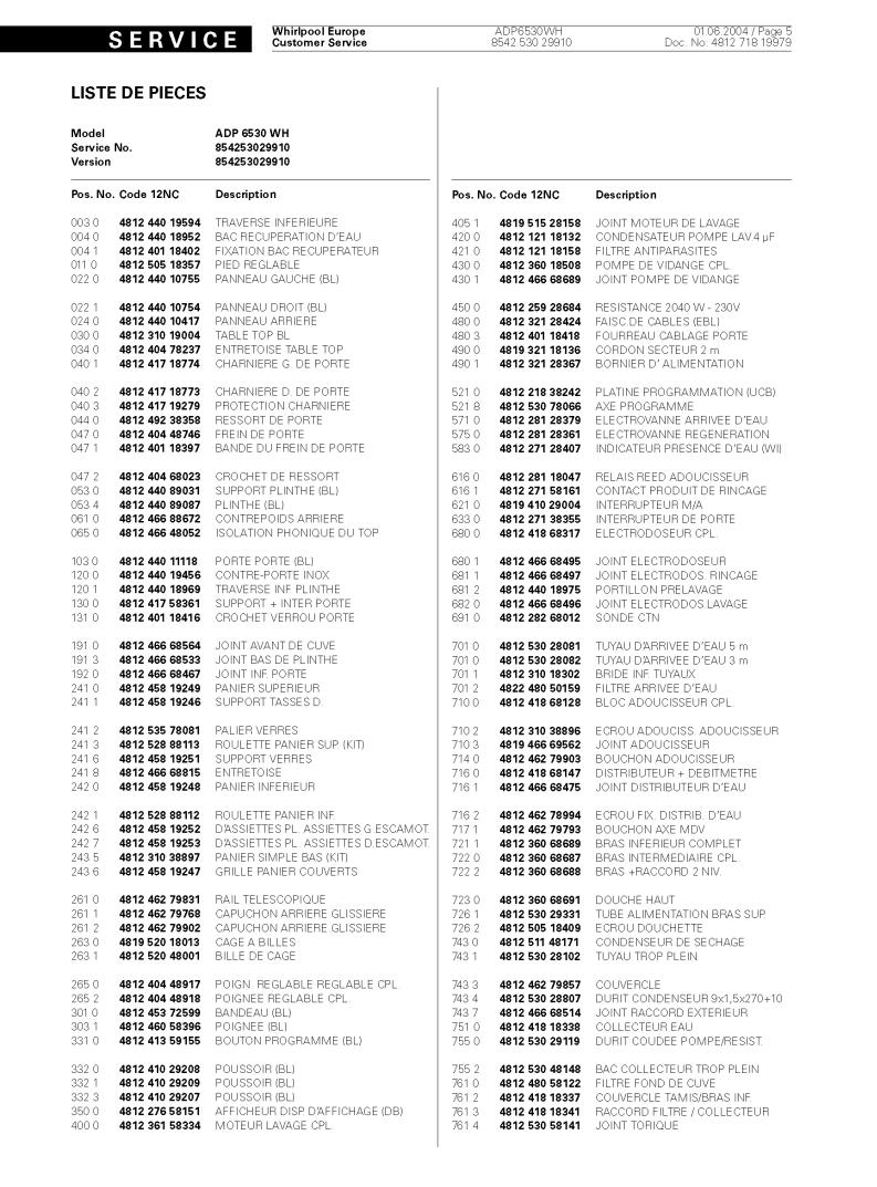 WHIRLPOOL ADP6530 User Manual