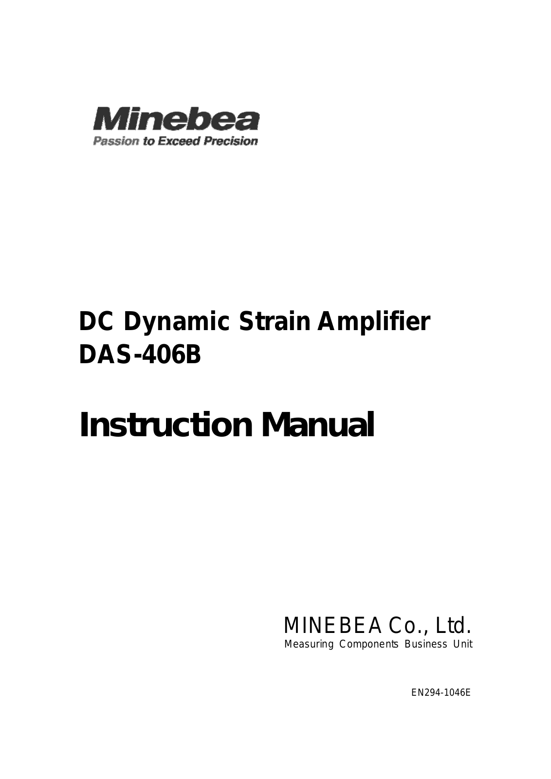 Minebea DAS-406B, CSA-504S-1B, DAS-406C Instruction Manual