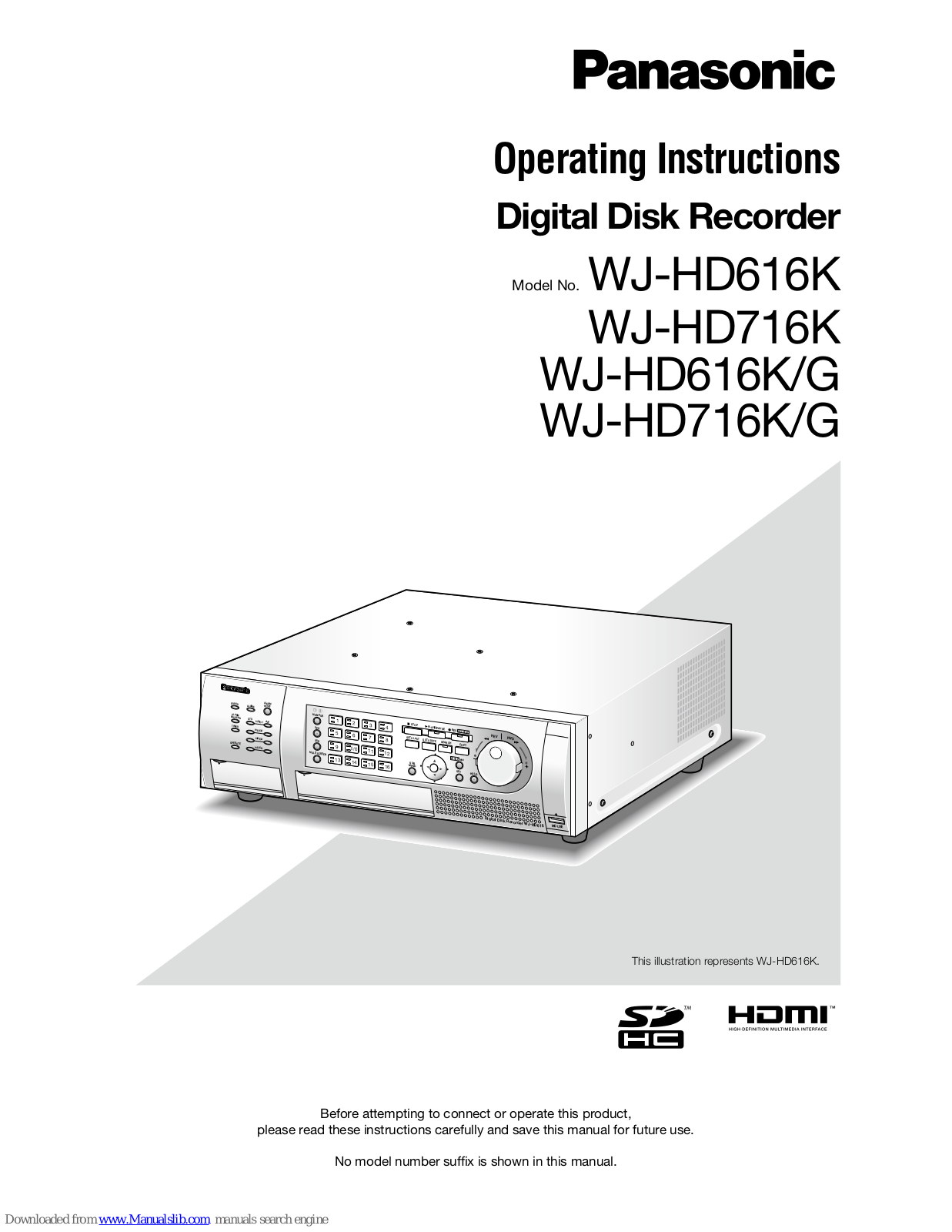 Panasonic WJ-HD716/1000, WJ-HD616/1000, WJ-HD716K, WJ-HD616K/G, WJ-HD716K/G Operating Instructions Manual