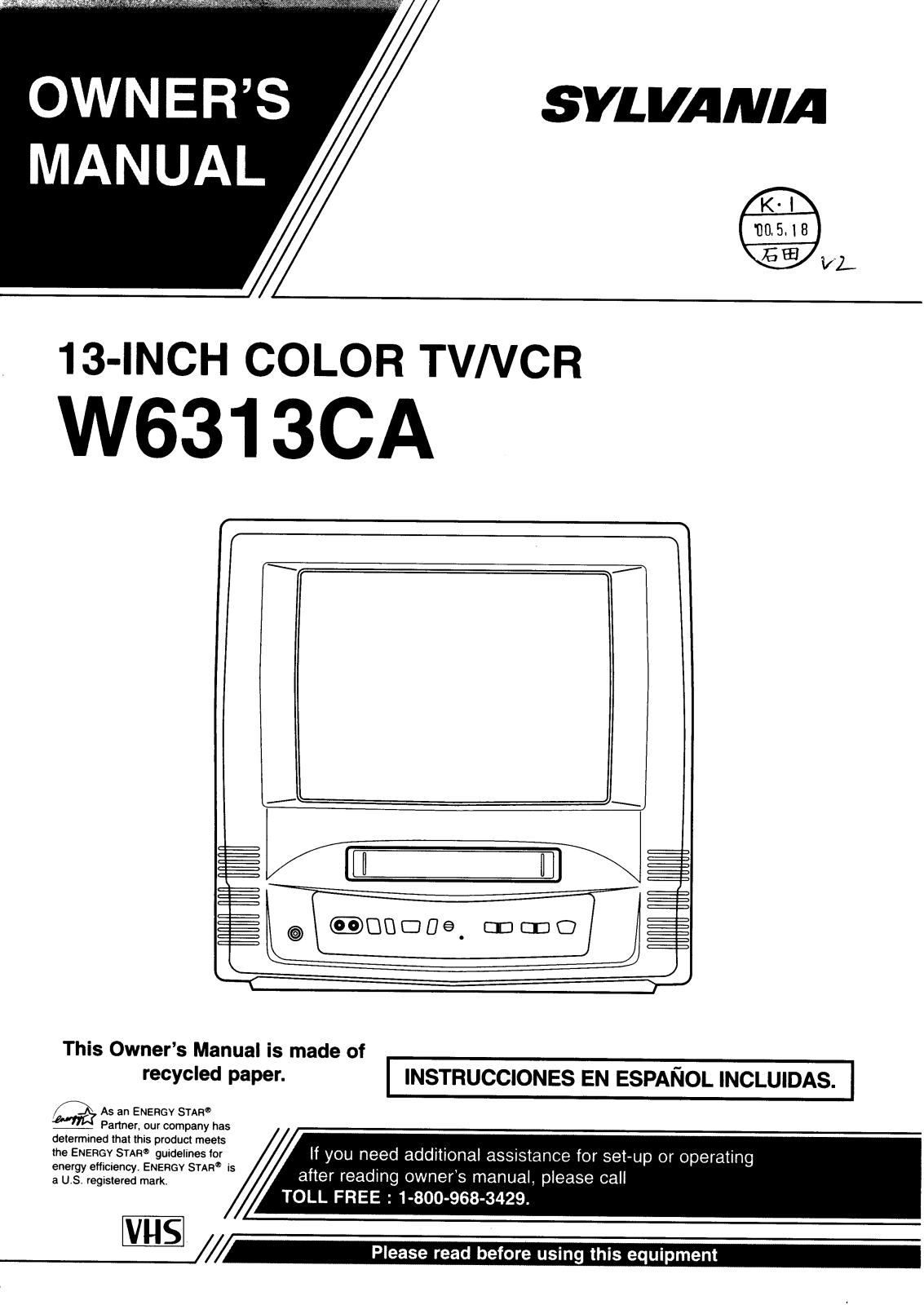 FUNAI W6313CA, W6313CA User Manual