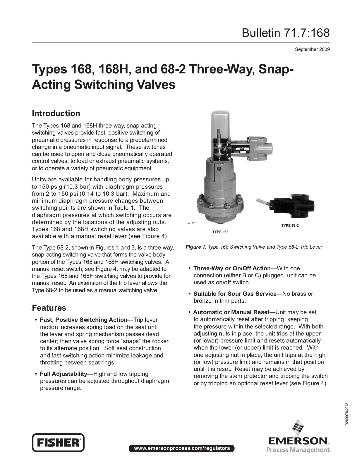 Emerson 168, 168H Data Sheet