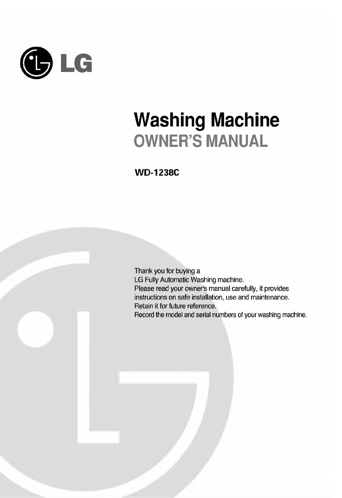 LG WD-1238C User Manual