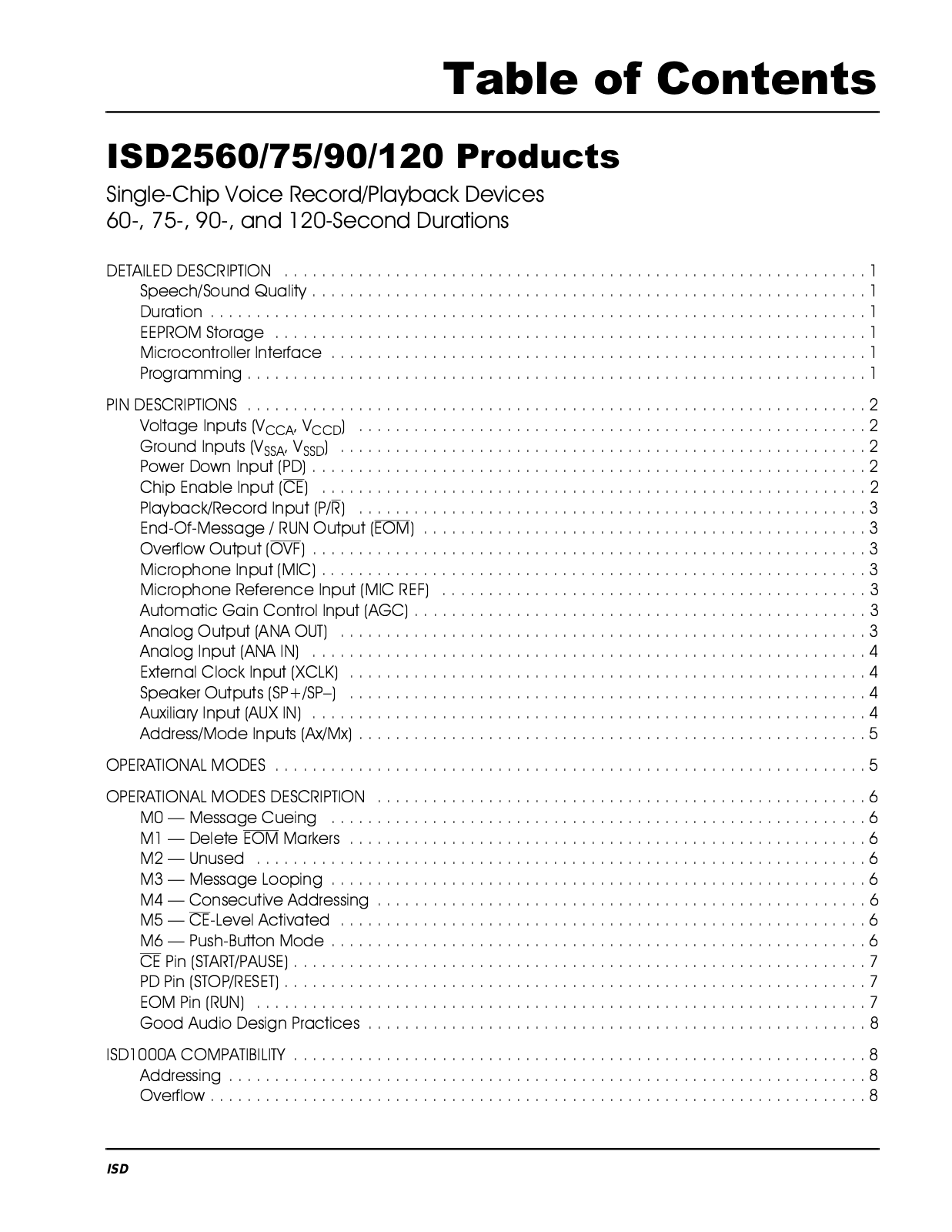 Datasheet ISD2590X, ISD2590T, ISD2590P, ISD2590G, ISD2575X Datasheet (ISD) - ManualMachine.com