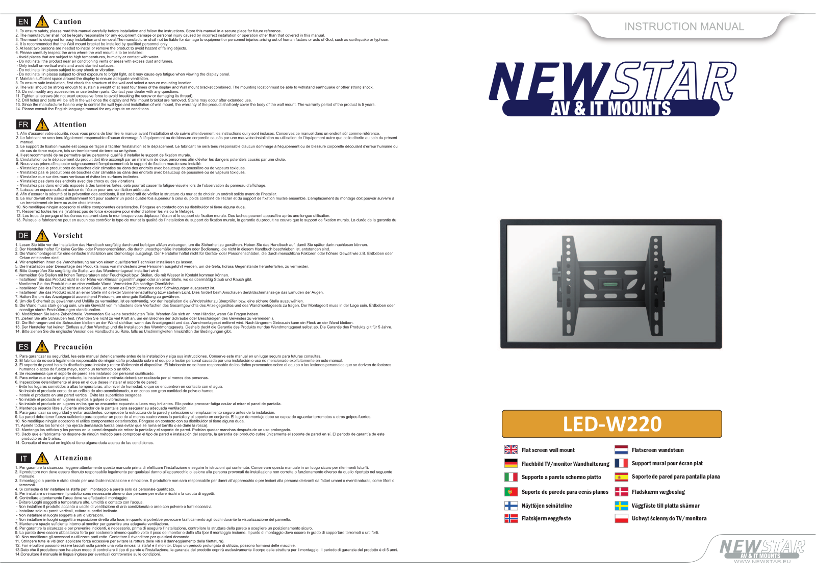 Newstar LED-W220 User Manual