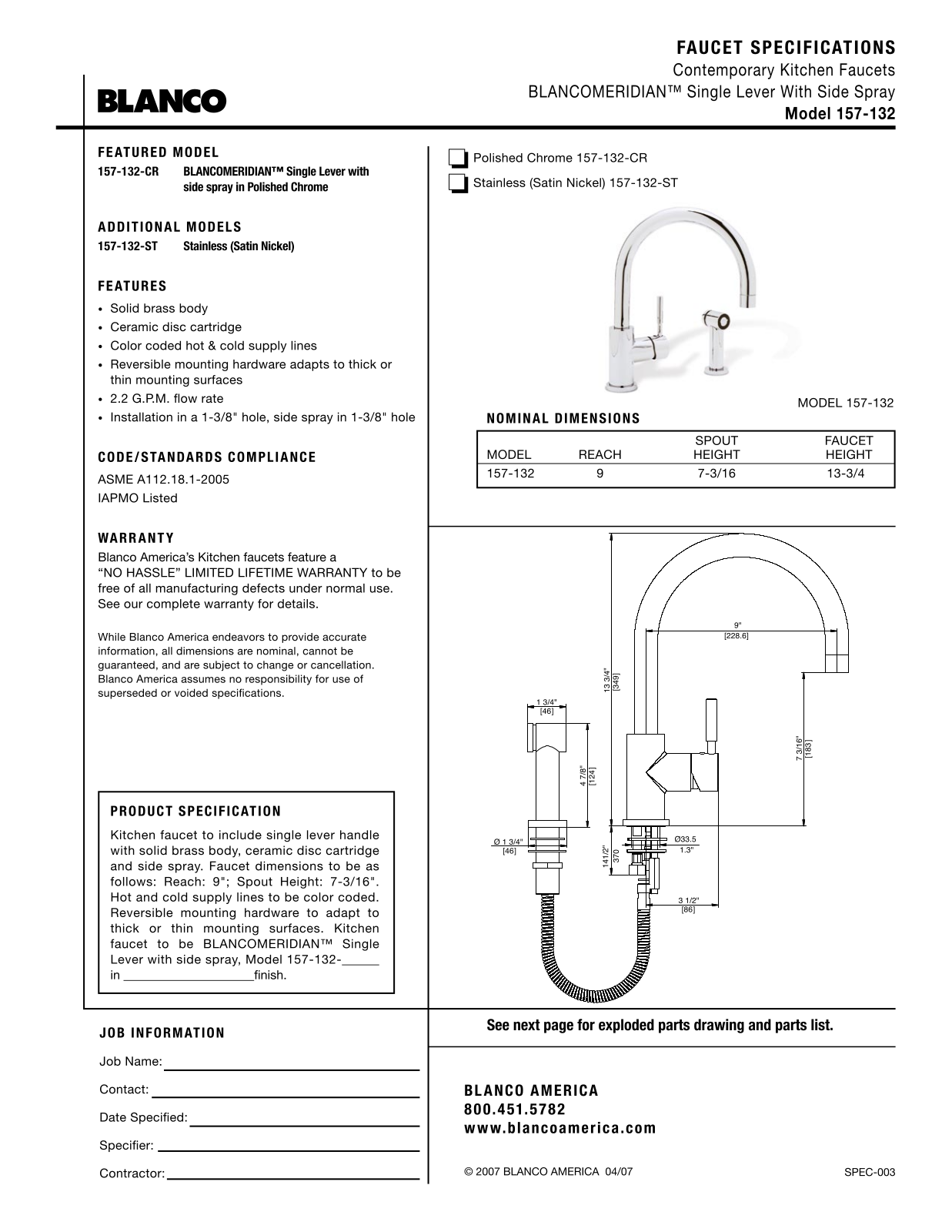 Blanco 440009 Specs