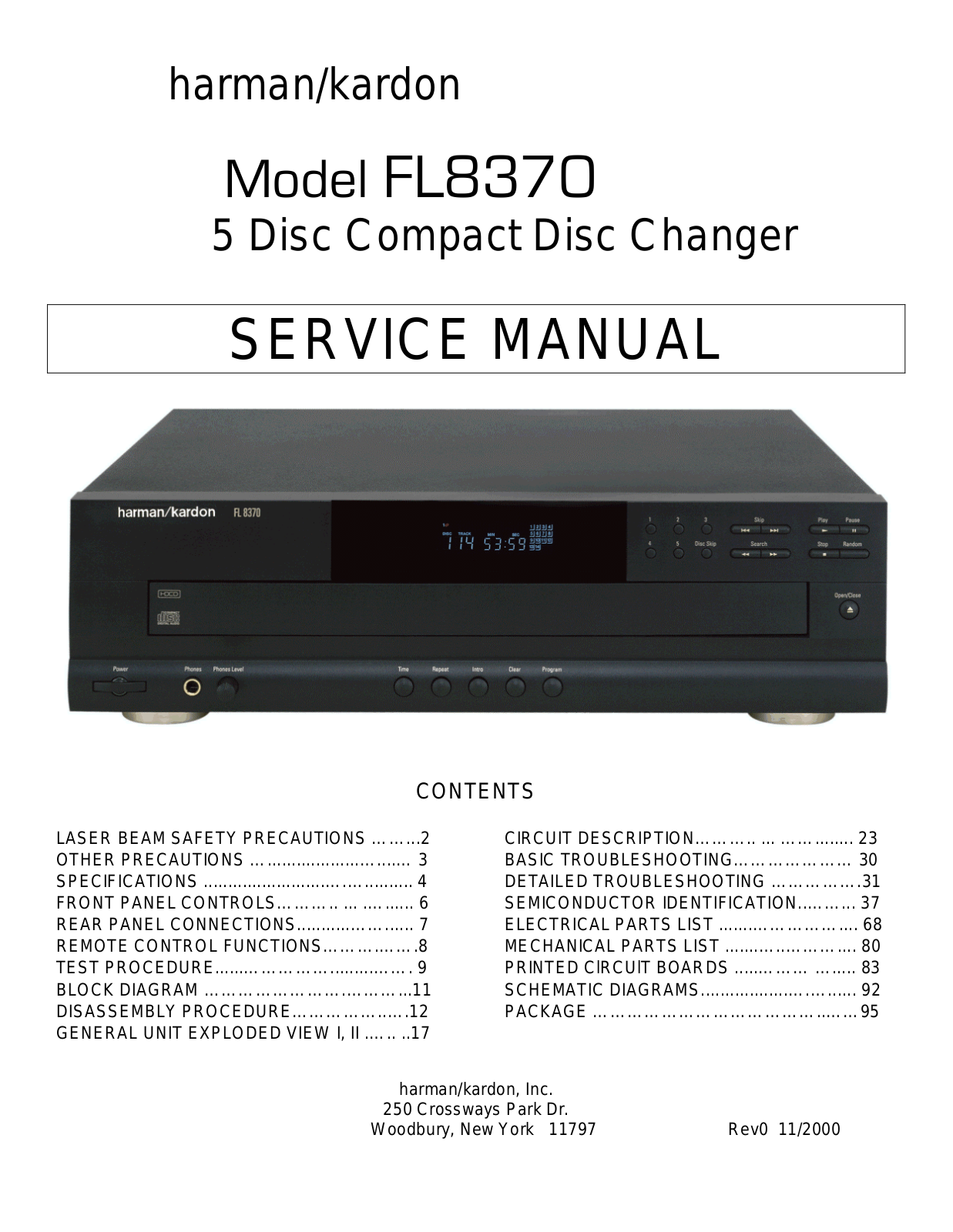 Harman Kardon FL-8370 Service manual