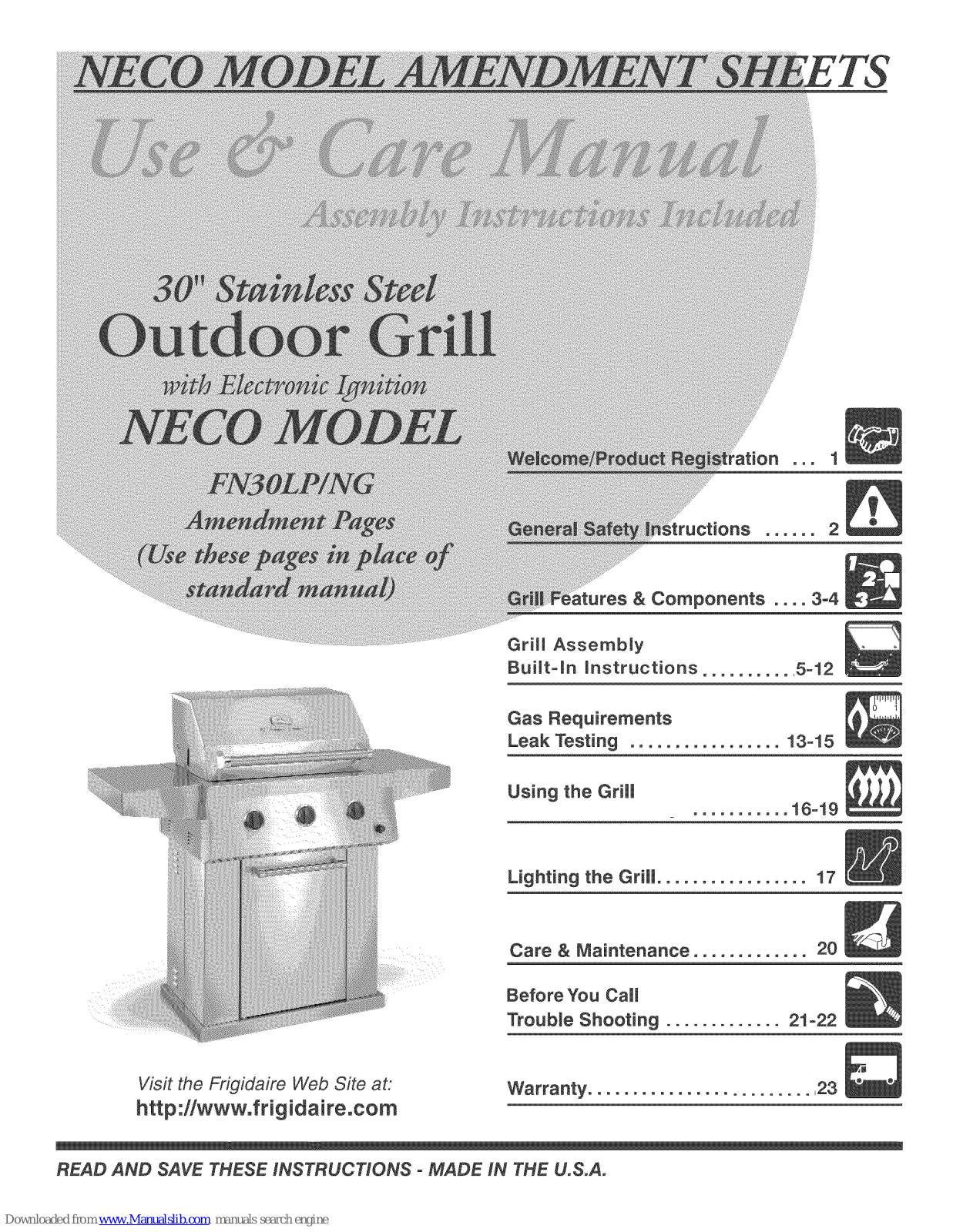 Frigidaire NECO FN30LP, NECO FN30NG Use & Care Manual - ManualMachine.com