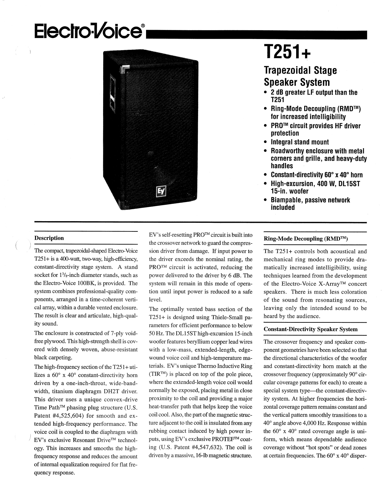 Electro-Voice T251+ EDS User Manual