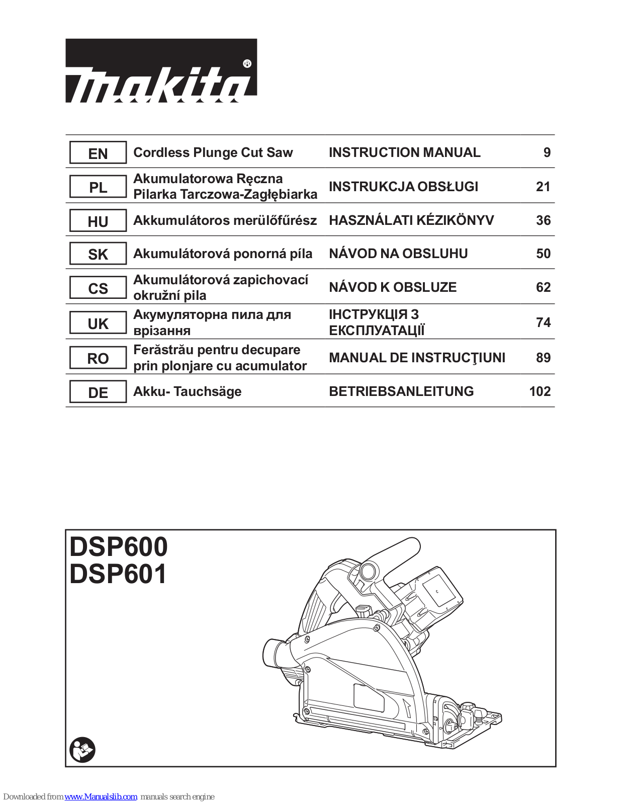 Makita DSP600, DSP601 Instruction Manual